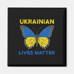 Ukrainischer Schmetterling Unterstützt Ukraine-Fla Magnet
