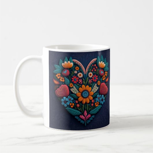 Ukrainischer Stil Herz der Blume Kaffeetasse (Links)