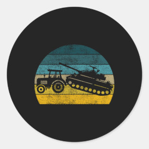 Ukrainischer Traktor Unterstützen Sie die Ukraine Runder Aufkleber