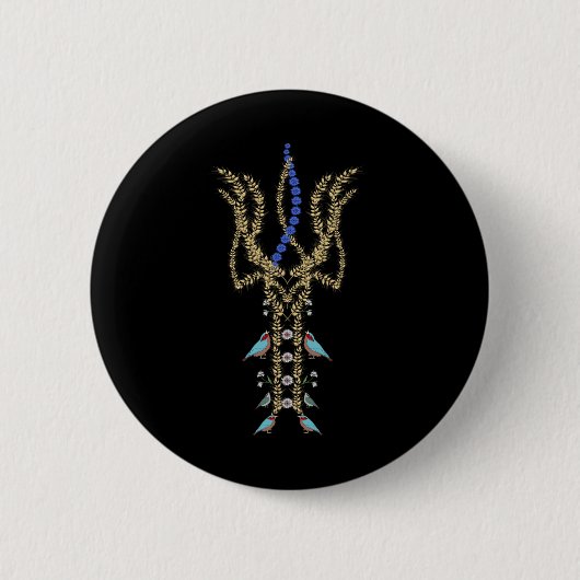 Ukrainischer Trysub Retro-Ähren Vögel Ukraine Vys Button (Vorderseite)