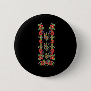 Ukrainischer Trysub Rote Mohnblumen Retro Floral U Button