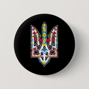 Ukrainischer Trysub Sonnenblume Retro Floral Ukrai Button