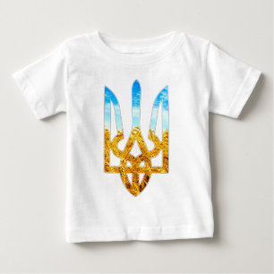 Ukrainischer tryzub Hintergrund des Weizens und Baby T-shirt