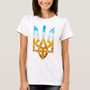 Ukrainischer tryzub Hintergrund des Weizens und T-Shirt
