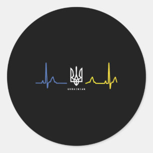 Ukrainischer Tryzub Ukraine-Flagge Dreizack Zelens Runder Aufkleber
