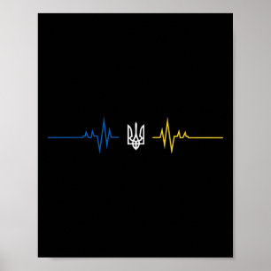 Ukrainischer Tryzub Ukraine-Flagge Herzschlag - Uk Poster
