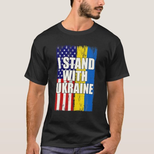 Ukrainischer Übersee steht mit der Ukraine T-Shirt (Vorderseite)