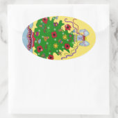 Ukrainischer Weihnachtsbaum Ovaler Aufkleber (Tasche)