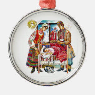 Ukrainischer Weihnachtstag Silbernes Ornament