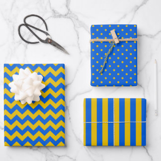 Ukrainisches blaues und gelbes Geschenk Geschenkpapier Set