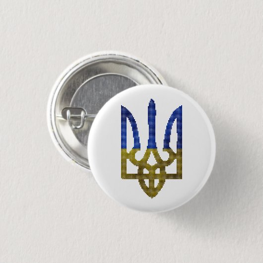 Ukrainisches Button aus Tryzub-Wappen (Vorne & Hinten)