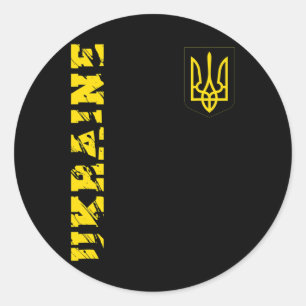 Ukrainisches Dreizack-Ukraine-Shirt Tryzub Unterst Runder Aufkleber