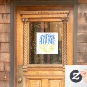 Ukrainisches Emblem Dreizack Tryzub streuende Herz Fensteraufkleber