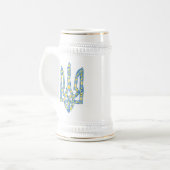 Ukrainisches Emblem trident tryzub ethnisch  Bierglas (Vorderseite Links)