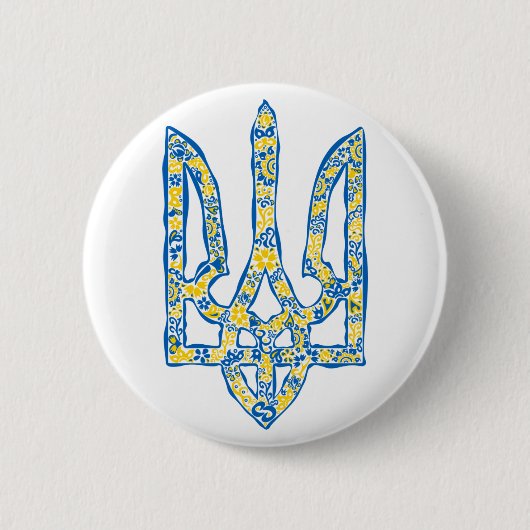 Ukrainisches Emblem trident tryzub ethnisch Button (Vorderseite)