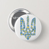 Ukrainisches Emblem trident tryzub ethnisch Button (Vorne & Hinten)