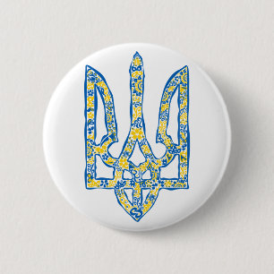 Ukrainisches Emblem trident tryzub ethnisch Button