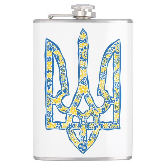 Ukrainisches Emblem trident tryzub ethnisch Flachmann (Vorderseite)