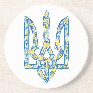 Ukrainisches Emblem trident tryzub ethnisch Getränkeuntersetzer