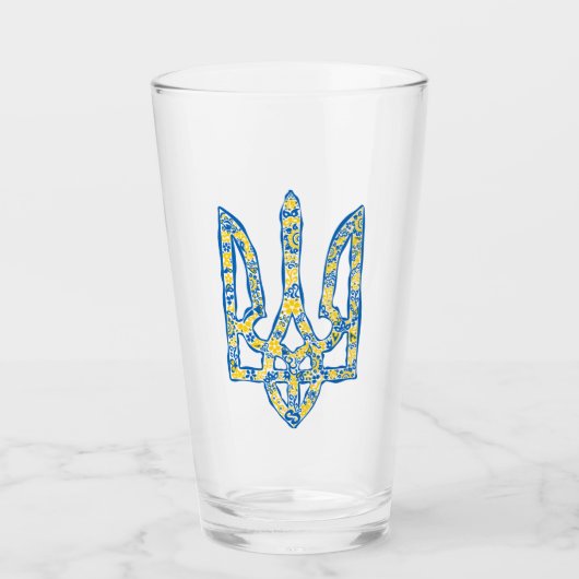 Ukrainisches Emblem trident tryzub ethnisch Glas (Vorderseite)