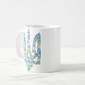 Ukrainisches Emblem trident tryzub ethnisch Kaffeetasse (Vorderseite Links)