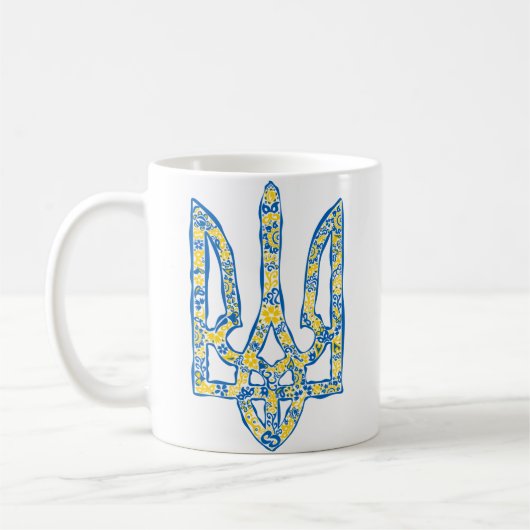 Ukrainisches Emblem trident tryzub ethnisch Kaffeetasse (Links)