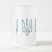 Ukrainisches Emblem trident tryzub ethnisch Mattglas Bierglas (Vorderseite Links)