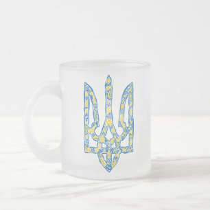 Ukrainisches Emblem trident tryzub ethnisch Mattglastasse