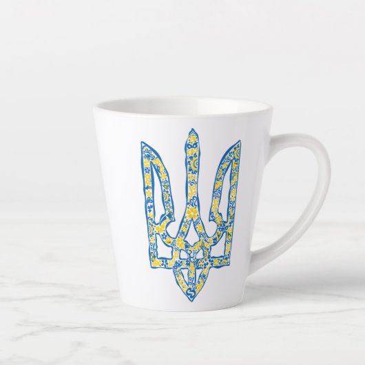Ukrainisches Emblem trident tryzub ethnisch Milchtasse (Rechts)