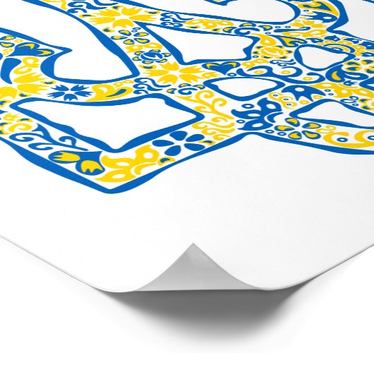 Ukrainisches Emblem trident tryzub ethnisch Poster (Ecke)