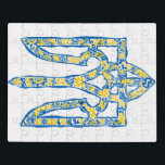 Ukrainisches Emblem trident tryzub ethnisch Puzzle<br><div class="desc">Ukrainisches Emblem Trident tryzub in ukrainischen Flaggenfarben und ethnischen Mustern Ukraine, Ukrainisch, Wappen, nationales Emblem, Trident, Trazub, ethnische Muster, ukrainische Flagge, blau und gelb, kein Krieg, Stopp-Krieg, Krieg, stolze, Staat, Regierung, Zeichen, Freiheit, national, Land, Unabhängigkeit, Unabhängigkeitstag, Muster, ethnische, Ethno, Volkskunst, Folklore, Zelensky, Kiew, UA, Patrioj, tic, Europe, Label, Abzeichen, Republik,...</div>