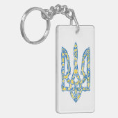 Ukrainisches Emblem trident tryzub ethnisch Schlüsselanhänger (Vorderseite links)