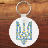 Ukrainisches Emblem trident tryzub ethnisch Schlüsselanhänger (Vorderseite)