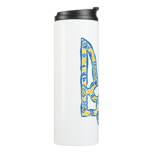 Ukrainisches Emblem trident tryzub ethnisch Thermosbecher (Nach links gedreht)