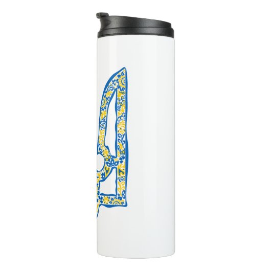 Ukrainisches Emblem trident tryzub ethnisch Thermosbecher (Nach rechts gedreht)