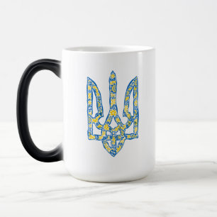 Ukrainisches Emblem trident tryzub ethnisch Verwandlungstasse
