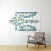 Ukrainisches Emblem trident tryzub ethnisch Wandteppich (Beispiel (Horizontal))