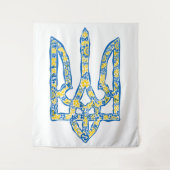 Ukrainisches Emblem trident tryzub ethnisch Wandteppich (Vorderseite)