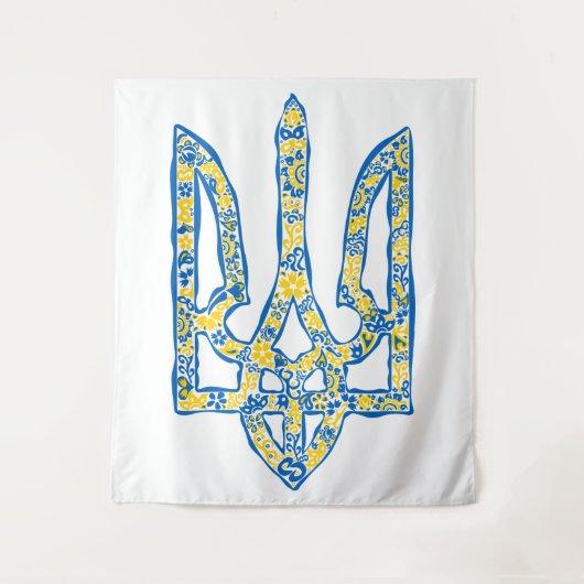 Ukrainisches Emblem trident tryzub ethnisch Wandteppich (Vorderseite)