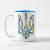 Ukrainisches Emblem trident tryzub ethnisch Zweifarbige Tasse (Links)