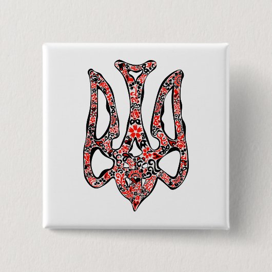 Ukrainisches Emblem trident tryzub stilisiert Button (Vorderseite)