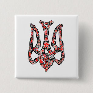 Ukrainisches Emblem trident tryzub stilisiert Button