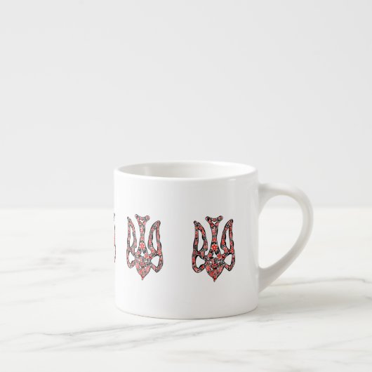 Ukrainisches Emblem trident tryzub stilisiert Espressotasse (Rechts)