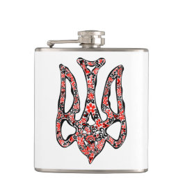 Ukrainisches Emblem trident tryzub stilisiert Flachmann