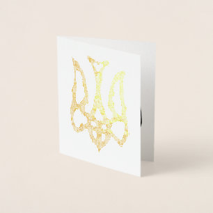 Ukrainisches Emblem trident tryzub stilisiert Folienkarte