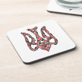 Ukrainisches Emblem trident tryzub stilisiert Getränkeuntersetzer (Linke Seite)