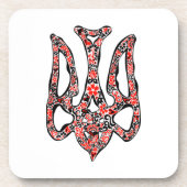 Ukrainisches Emblem trident tryzub stilisiert Getränkeuntersetzer (Vorderseite)