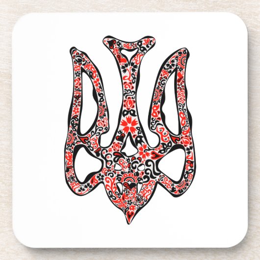 Ukrainisches Emblem trident tryzub stilisiert Getränkeuntersetzer (Vorderseite)