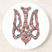Ukrainisches Emblem trident tryzub stilisiert Getränkeuntersetzer (Vorne)