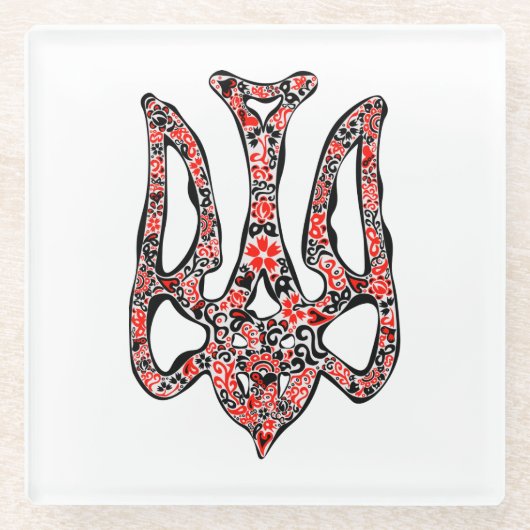 Ukrainisches Emblem trident tryzub stilisiert Glasuntersetzer (Vorderseite)